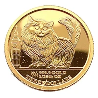 Cook Islands Cat Gold Coin Elizabeth II 2022 K24 1/25 oz 1.2g 999.9 Fine Gold