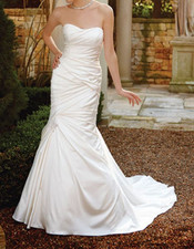 Casablanca 2037 Wedding Dress 8 Whie tFit  Flare Strapless Ruched Bling