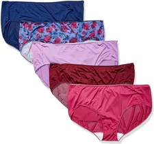 JUST MY SIZE Women's Smooth Stretch Microfiber Hipster Panty 5-Pack, Assorted