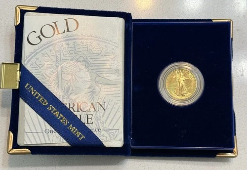 1995 GOLD $10 AMERICAN EAGLE 1/4 OZ PROOF COIN OPG UNC COA US Mint