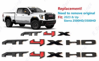 Gloss Black Red Doors Rear AT4X HD AT4XHD Emblems GMC 2022+ Sierra 2500HD 3500HD