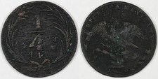 1836-Mo A Mexico Copper 1/4 Real (Un Quarto/Una Quartilla) - KM#358