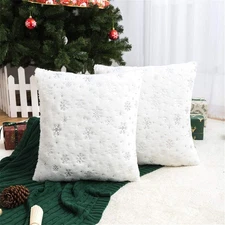 AQOTHES Soft Faux Fur Fuzzy Cute Decorative Throw Pillows Covers with Snowflake 