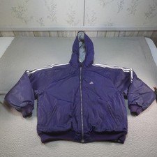 Vintage Adidas Jacket Mens XL Purple Gray Reversible Y2K Track Bomber Fleece