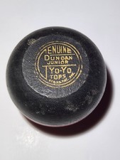 Vintage Black and Red Duncan Genuine Junior Yo-Yo Tops - Wood No String Big G