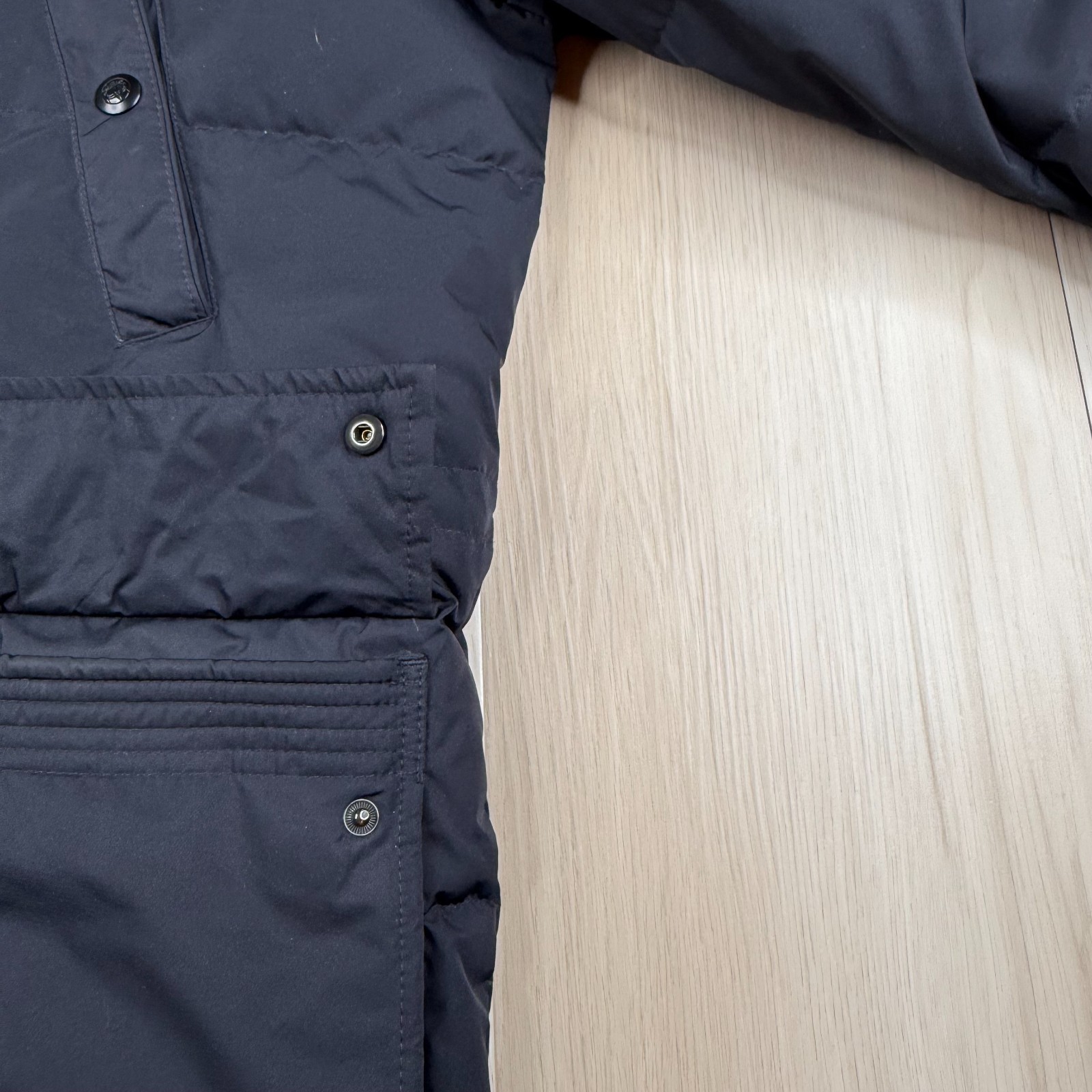 Massimo Dutti Mens Navy Blue Down Feather Fur Trim Hooded Parka Jacket Size XL thumbnail 4