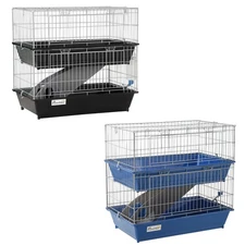 PawHut 2-Tier Mouse Cage, Ferret Cage W/ Dish and Bottle, Ramp, 2 Doors