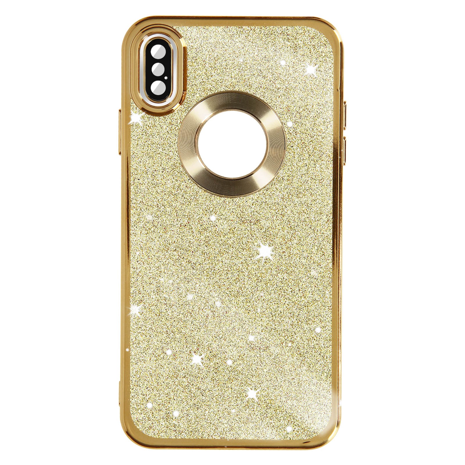 Coque iPhone XS Max paillettes or amovible en silicone gel souple Protecam Series