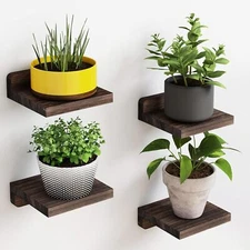  Small Floating Shelves, 5X5 Inches Wall Shelf Set of 4, Dark Carbonized Black