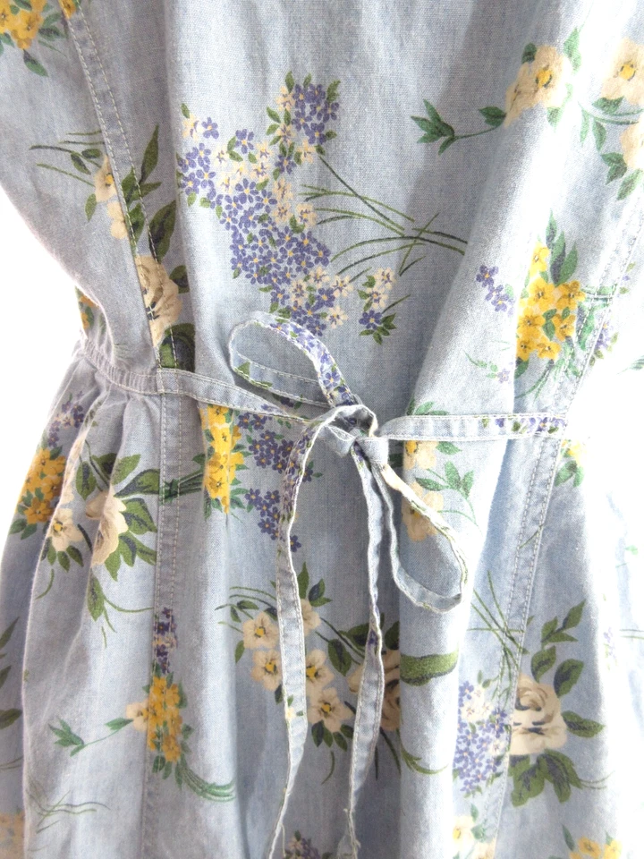 Maxi Vestido Liz Wear Mujer M Azul Manga Corta Floral Lazo Espalda Modesto Cottagecore Foto 2 de 4