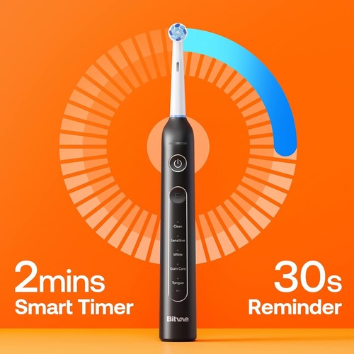 Rotating Electric Toothbrush - 8 Brush Heads, Travel Case, 5 Modes - Fast Charge - Picture 10 of 11
