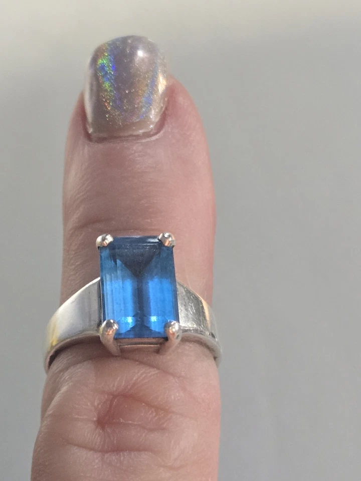 Anillo James Avery Retirado Bella Topacio Azul Talla 7.5 Foto 4 de 4