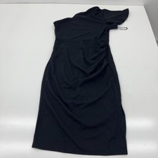 Shein Black One Shoulder Ruffle Sleeve Midi Dress Women's Size Large NEW