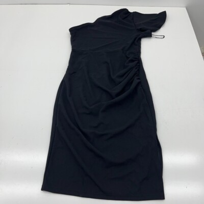 Shein Black One Shoulder Ruffle Sleeve Midi Dress Women's Size Large NEW |  eBay
