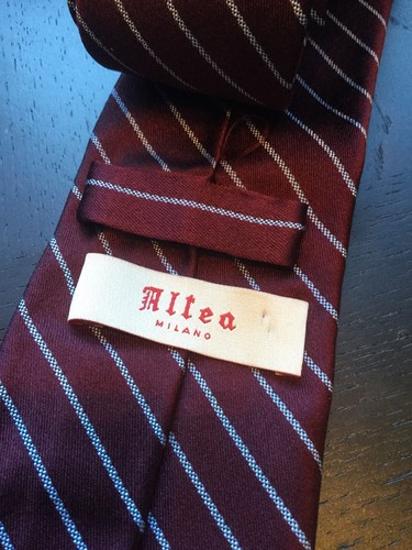 Altea Milano Men's Silk Tie Made In Italy Red Striped - 第 3/4 張圖片