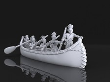 54mm  Canoe and 5 Indian Crew