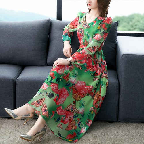 Chic Womens Floral Long Sleeve Maxi 