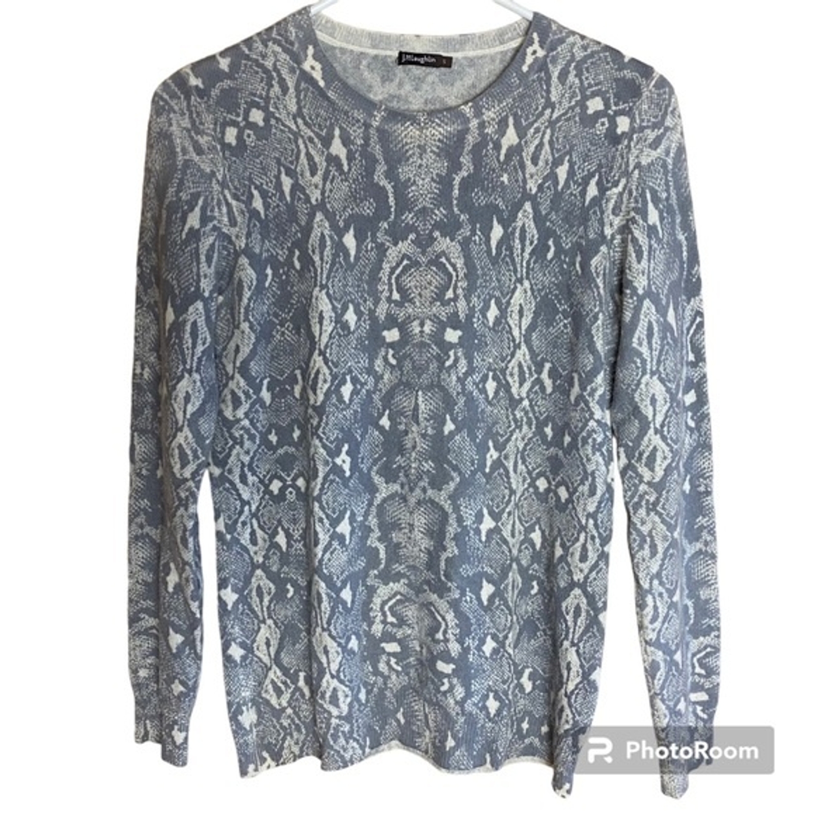 J. Mclaughlin 100% Cashmere Gray White Python Ski… - image 1