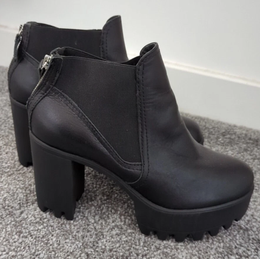 RRP 99 4 Inch Genuine Leather Platform Ankle Boots Out From