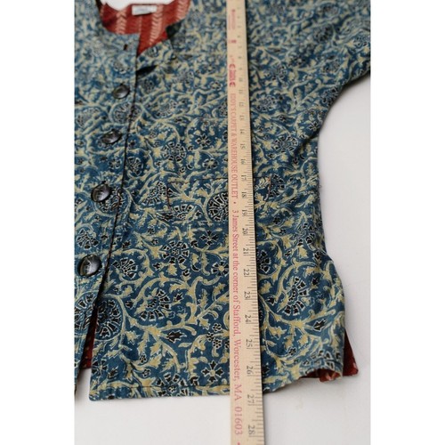 Chaqueta Vintage Venus Imports Estampado Batik S 100% Algodón Azul Floral y Rojo - Imagen 5 de 5