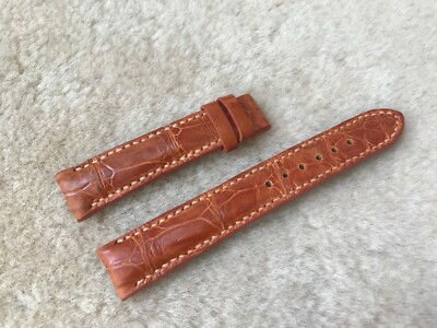 18mm/16mm Cognac Alligator Crocodile Embossed Leather Watch Strap Band
