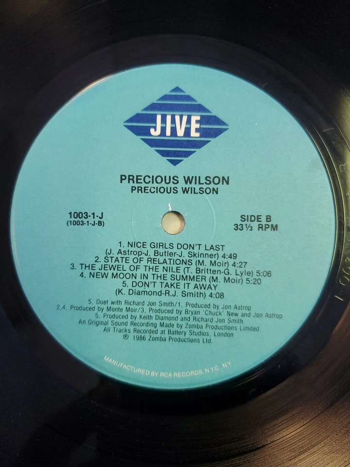 Precious Wilson Self Titled S/T vinyl LP 1986 Jive Records NM Foto 3 de 4