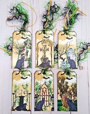 6 Halloween Cats Handmade Gift Tags Scrapbooks Junk Journals Crafts Bookmarkers