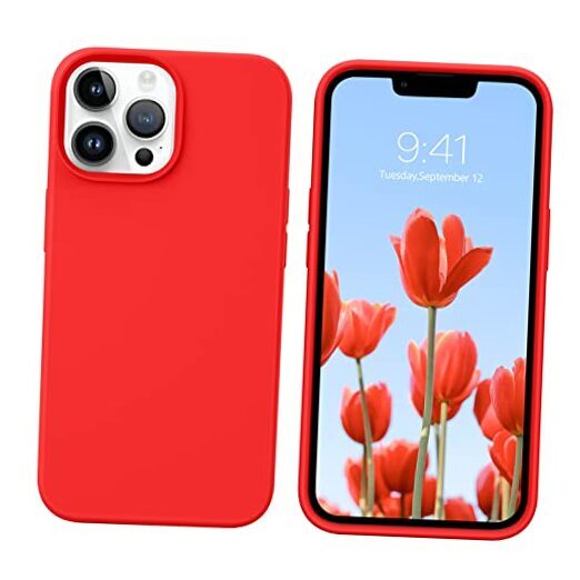 Compatible with iPhone 13 Pro Max Case 6.7 Inch Liquid Silicone Soft Gel Red