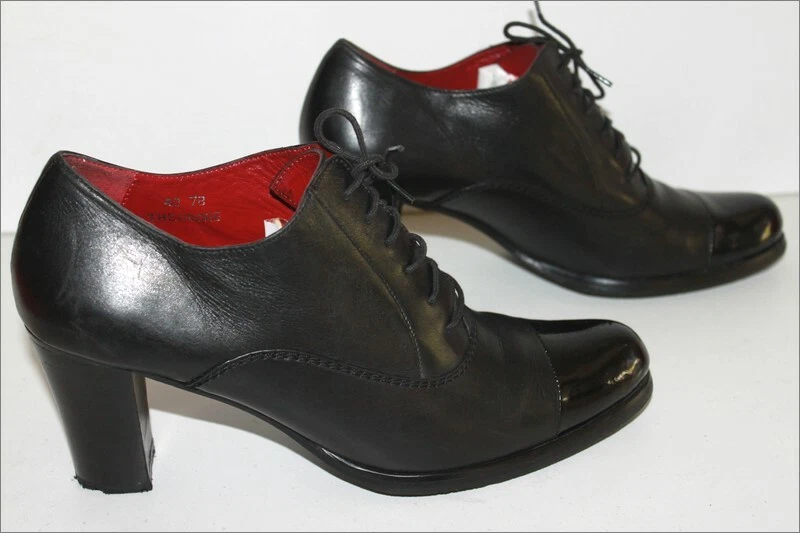 ACCESSOIRE DIFFUSION Escarpins à Lacets Tout Cuir Noir T 40 TBE - Photo 2/4