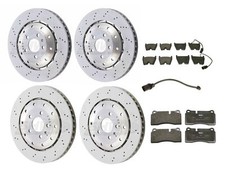 OEM Front & Rear Vented Drilled Brake Rotors & Pads With Sensors Kit For Audi R8