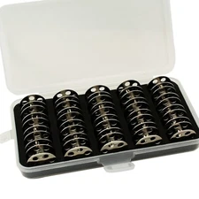 Cutex Pack of 25 Juki LU-1508N, LU-1560N, LU-563 Metal Bobbins With Storage Case