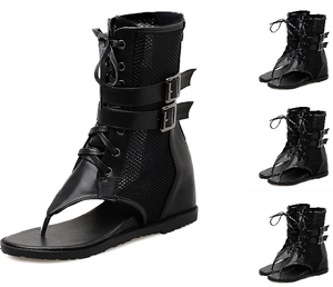 black wedge boots