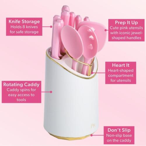 12 Piece Kitchen Knife & Utensil Set W/ Rotating Caddy High Carbon Steel New - Picture 3 of 6