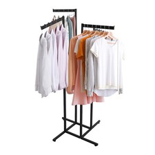 Clothing Rack 4 Way Slant Straight Arms Black Clothes Adjustable Garment Retail