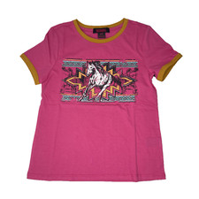 Rock & Roll Cowgirl&reg; Youth Girl's Horse Graphic Pink Tee RRGT21R113