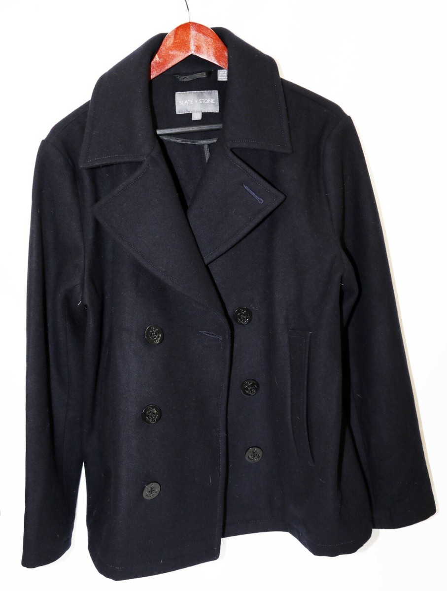 369 SLATE & STONE Double Breasted Wool Blend Peacoat Size M