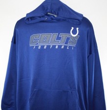 NEW Mens NFL Majestic Indianapolis Colts Blue Poly Pouch Fleece Football Hoodie