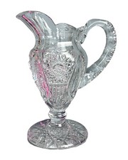 Antique American Brilliant Period ABP Cut Glass Footed Creamer/Jug AS IS 6