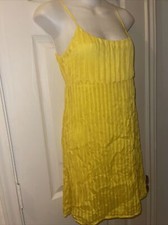 Alice + Olivia Yellow Silk Pleated Empire  Spaghetti Strap Cocktail Dress Sz S