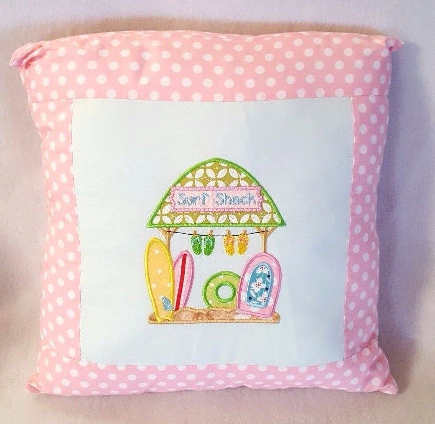 Juego de 2 Almohadas Playa Surf Cabaña Lunares Rosa Pastel Verde Foto 3 de 4