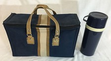 Aladdin's Brand Pantos Waltham Mass. Blue Soft Lunch Box with Thermos USA Made