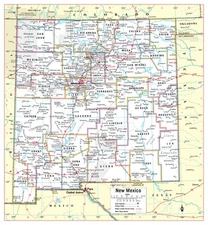 New Mexico State Wall Map Large Print Poster - 24"Wx26"H