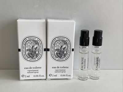 2 x Diptyque Paris Eau Rose Eau De Toilette Natural Spray 2 ml