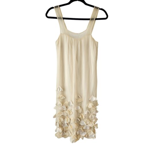 Rebecca Taylor 100% Silk Cocktail Shift Dress Petals Beads Evening Women's 2