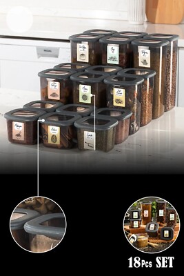 18 Stück Küche & Speisekammer Organizer | Luftdicht Lebensmittel Aufbewahrung Behälter Set