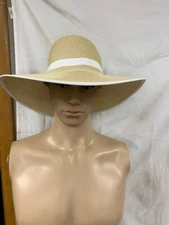 PANAMA JACK WOMEN'S PAPER BRAID SUN HAT w/BACK DETAIL WHITE ONE SIZE BRAND NEW