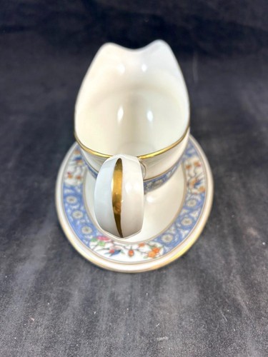 Lenox Ming Birds Black Backstamp Group of Round Covered Veg Bowl and Gravy Boat - Picture 14 of 17