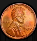 1937 D Lincoln Wheat Cent Monster Toned Rainbow GEM BU Uncirculated Toner 1c