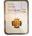 1955-S Lincoln Wheat Small Cent 1C NGC MS66 RD Business Strike Copper — photo 1