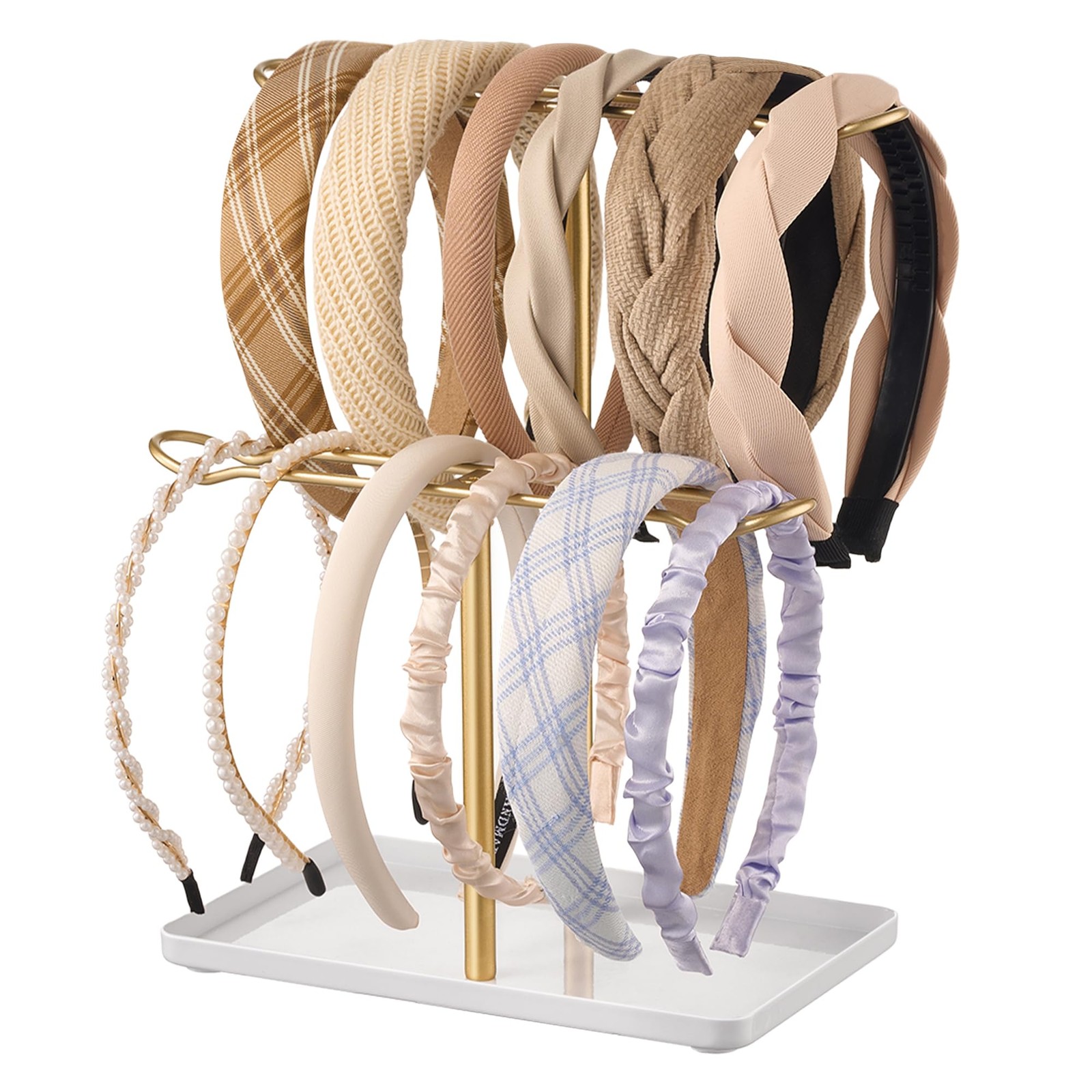 Two-Tier Jewelry and Hair Accessory Organizer Stand with Storage-image
